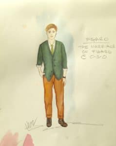 Costume rendering for Figaro by Haley Lieberman.