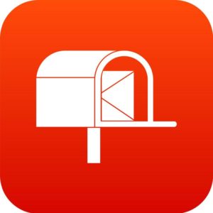 Mail box icon on red background 